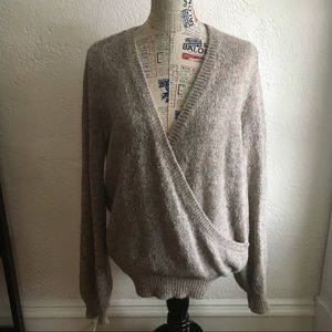 Free People Tan Surplice Wrap Around Sweater